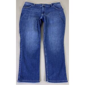 Lee Jeans Womens Plus Size 18 Straight Fit Mid Rise Blue Stretch Leg Medium Wash